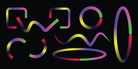 Dynamic abstract shapes with vibrant gradient color transitions