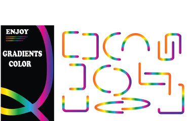 Set of colorful gradient geometric vector elements for design art.