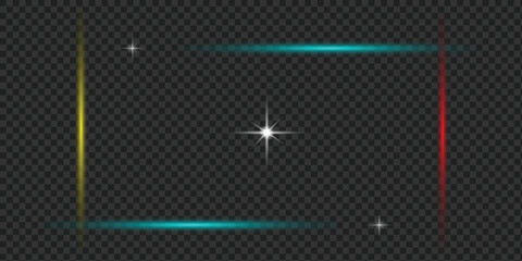 Colorful glowing rectangle frame with central starburst light