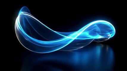 Dynamic abstract video with swirling blue light trails on a black background, captured from a low-angle perspective for a futuristic feel. Live desktop wallpaper. - Powered by Adobe