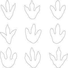 Fototapeta premium bundle of clean and varied dinosaur footprint Line-art