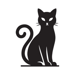 Obraz premium Curly Tail Black Cat Silhouette