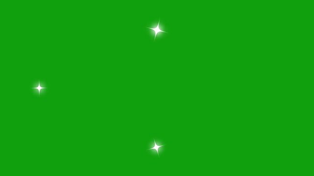 star sparkle loop animated on green screen, Stars twinkle like flash rays. glowing light explosion effect, flat, vector, doodle style cartoon blinking stars, 2D shining twinkle effect animation. 4k