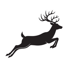 Vector of jumping and running deer silhouette isolated on white background.