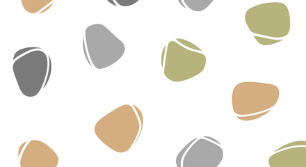 Abstract pattern featuring organic shapes in various muted colors, arranged on white.