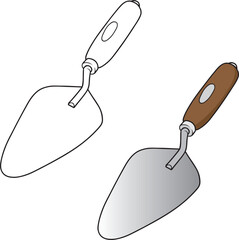  brick trowel line vector illustration isolated on white background