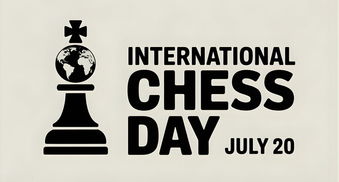 International chess day celebration isolated on white background