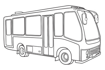 small bus line vector illustration isolated on white background