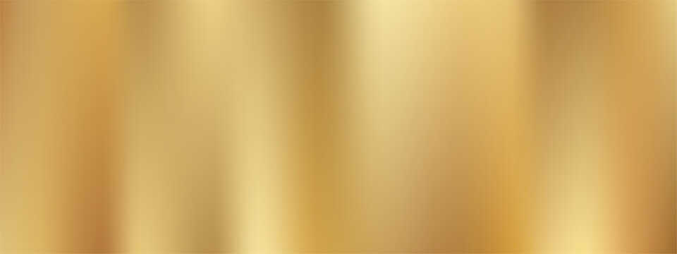 Gold brass glossy brushed metal or satin fabric gradient texture vector background