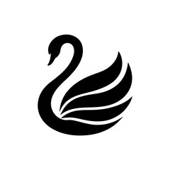 Fototapeta premium Elegant black swan with curved neck and layered wing on transparent background