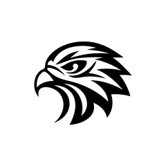 Illustration of a stylized black and white eagle on transparent background