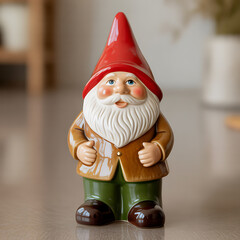 Obraz premium Charming ceramic garden gnome with red hat and white beard