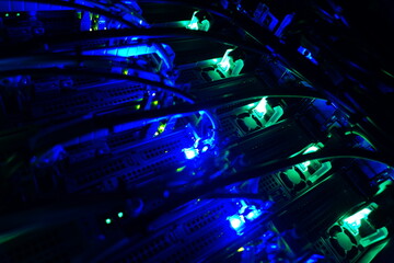 Neon Lights on Computer Server Hardware