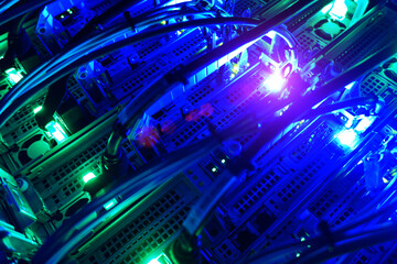 Intricate Network of Blue LED Lights