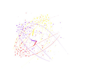 Colorful abstract lines and dots pattern on white background with dynamic motion effect. Modern multicolor artistic design for digital graphics and creative visuals. Ideal for tech, web,