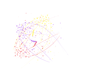 Colorful abstract lines and dots pattern on white background with dynamic motion effect. Modern multicolor artistic design for digital graphics and creative visuals. Ideal for tech, web,