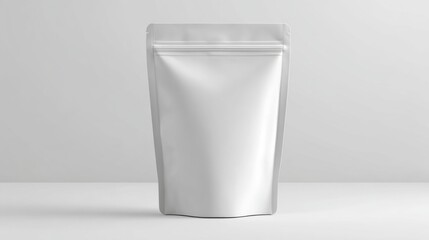 Soft stand up pouch with zipper seal, plain matte surface, no text, , white background