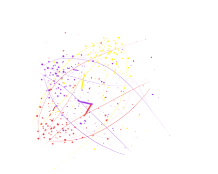 Colorful abstract lines and dots pattern on white background with dynamic motion effect. Modern multicolor artistic design for digital graphics and creative visuals. Ideal for tech, web,