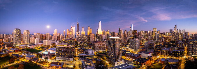  Aerial panoramic View of Downtown Chicago Sunset | Stunning November 6, 2025 Skyline”