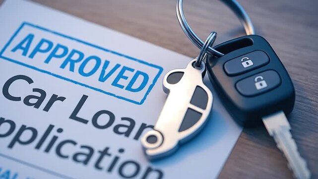 Approved Car Loan Application with Car Keys Symbolizing Successful Auto Financing and New Vehicle Acquisition
