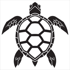 Obraz premium Stylized sea turtle silhouette vector illustration from top view marine life on white background