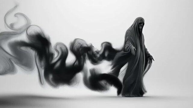 Specter of Darkness: Ethereal Being Emerges from Shadowy Veil of Mystery