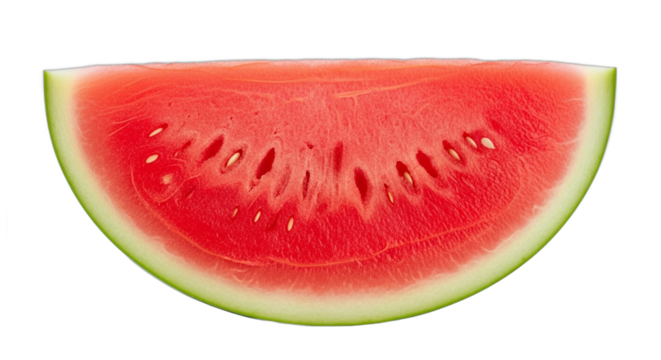 A fresh ripe slice of juicy red watermelon with seeds.