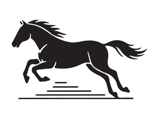 Running horse silhouette animation frames isolated on white background.