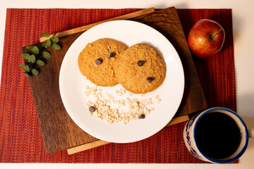 Oatmeal Cookies with Chocolate Chips and Coffee