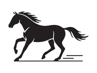 Running horse silhouette animation frames isolated on white background.