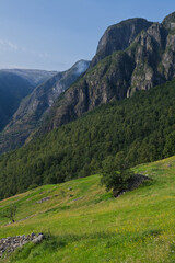 Norway, Landscape, Nature, Green,  mountain lake, blue sky, mountain, Runde, Runde Island, 