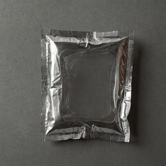 Empty silver foil blister pack on dark gray background