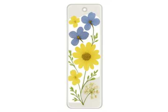 Handmade resin bookmark preserving pressed dried flowers - Powered by Adobe