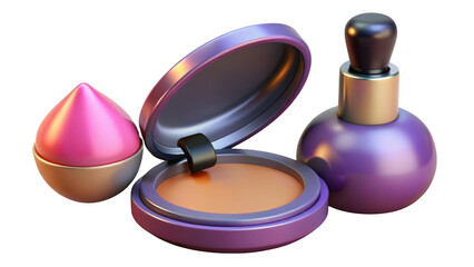 Cosmetic makeup collection isolated on transparent background