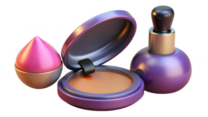 Cosmetic makeup collection isolated on transparent background