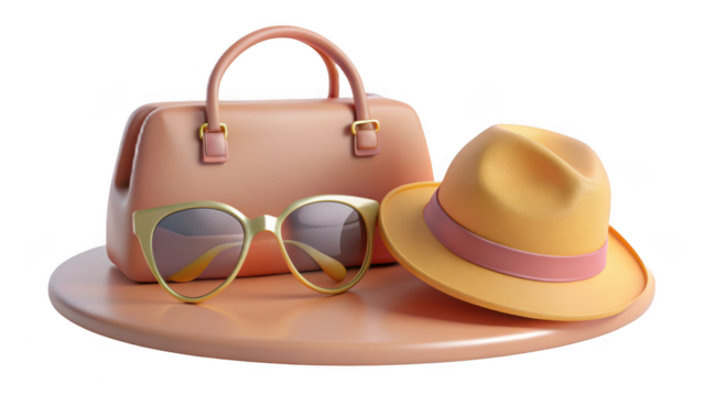 Fashion accessories composition isolated on transparent background