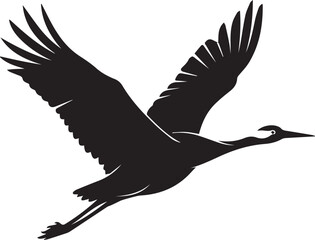 Fototapeta premium Majestic crane bird silhouette in full flight graceful wings spread wide soaring high