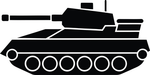 Fototapeta premium Tank Military Army Vehicle War Transport Machine Symbol Icon Vector Illustration Isolated Object Armored Force on Transparent Background