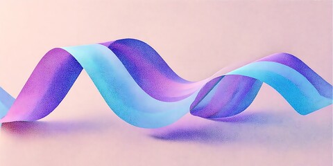 A purple and blue ribbon with a wavy pattern. The ribbon is on a light pink background.