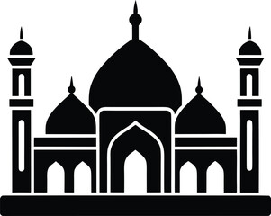 Mosque Silhouette Vector Islamic Architecture Symbol Religion Muslim Culture Building Design Isolated on Transparent Background Eid Mubarak