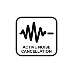 Icon representing active noise cancellation technology with a sound wave graphic