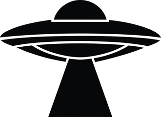 Classic Black UFO Vector: Flying Saucer Illustration for Science Fiction and Extraterrestrial Concepts