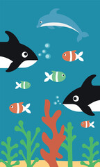 Ecosystem conservation composition with sea animals