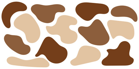 Abstract organic shapes in earthy brown and beige tones forming a camouflage pattern