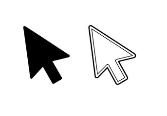 Two computer cursors one filled and one outlined are shown