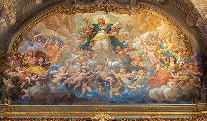 Fototapeta premium Asti - The fresco of Assumption in the church Chiesa di San Martino by Menasti from second half of 18. cent.