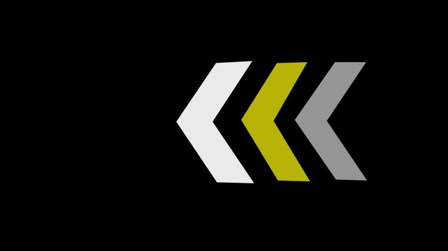 Animated squirrel arrows four glowing yellow and white arrow symbols on a black background, creating a sleek and futuristic direction or motion design in 4K.