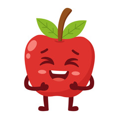 Cartoon Apple Character Laughing Flat Illustration