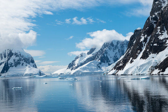 Lemaire Channel, a Sea Passage off the Coast of Antarctica, a Scenic Destination Surrounded by Steep Snow-capped Cliffs along the Channel