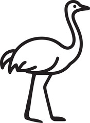 Ostrich bird outline vector